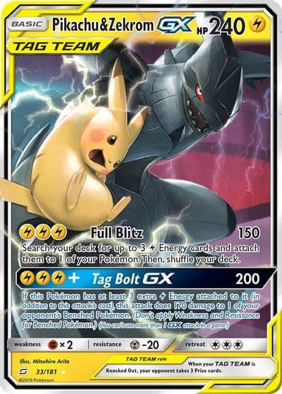 Pikachu & Zekrom GX SM - Team Up Pokemon card