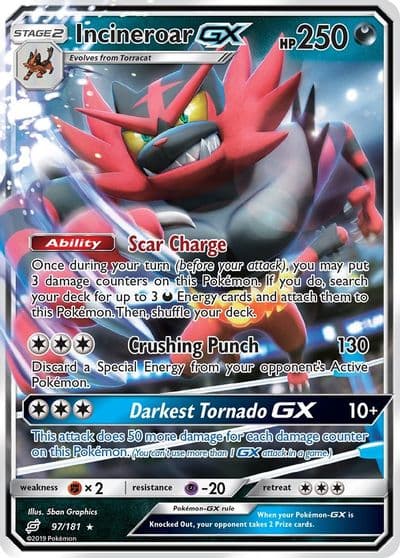 Incineroar GX SM - Team Up Pokemon card