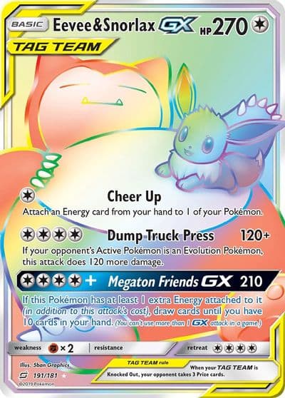 Eevee & Snorlax GX (Secret) SM - Team Up Pokemon card