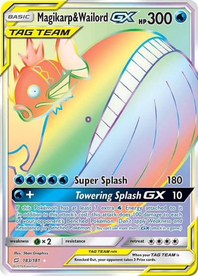 Magikarp & Wailord GX (Secret) SM - Team Up Pokemon card
