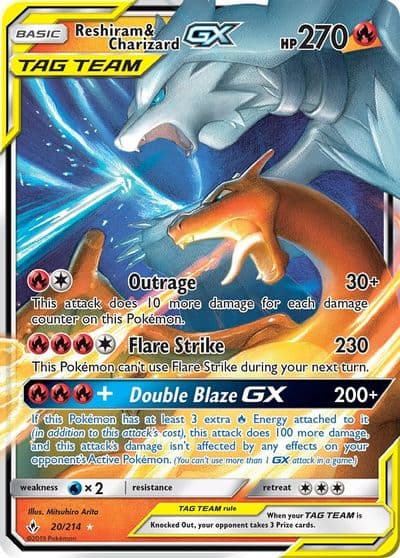 Reshiram & Charizard GX SM - Unbroken Bonds Pokemon card