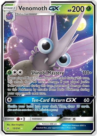 Venomoth GX SM - Unbroken Bonds Pokemon card