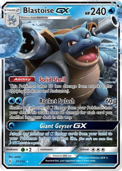 Blastoise GX SM - Unbroken Bonds Pokemon card