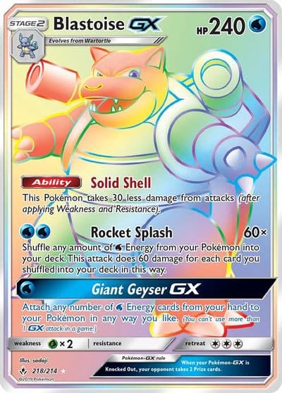 Blastoise GX (Secret) SM - Unbroken Bonds Pokemon card
