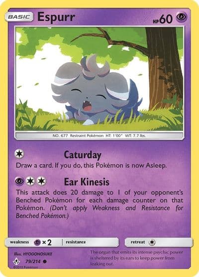Espurr SM - Unbroken Bonds Pokemon card
