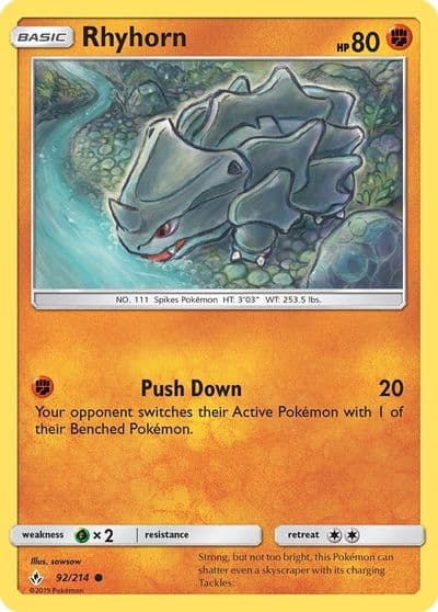 Rhyhorn (92) SM - Unbroken Bonds Pokemon card