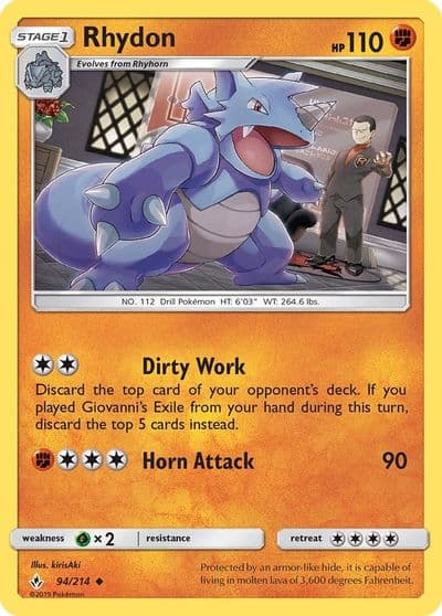 Rhydon SM - Unbroken Bonds Pokemon card