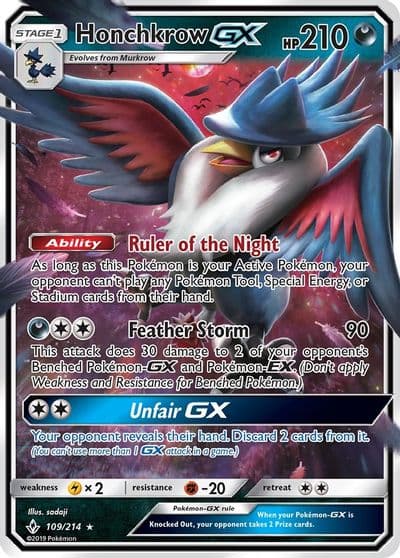 Honchkrow GX SM - Unbroken Bonds Pokemon card