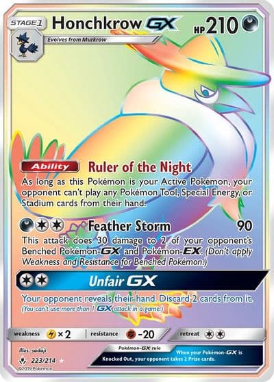 Honchkrow GX (Secret) SM - Unbroken Bonds Pokemon card