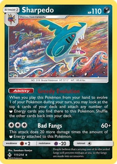 Sharpedo SM - Unbroken Bonds Pokemon card