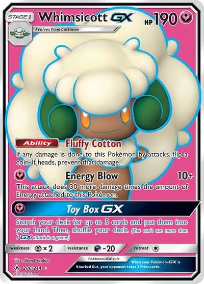 Whimsicott GX (Full Art) SM - Unbroken Bonds Pokemon card