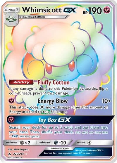 Whimsicott GX (Secret) SM - Unbroken Bonds Pokemon card