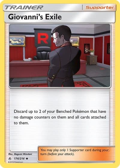 Giovanni's Exile SM - Unbroken Bonds Pokemon card