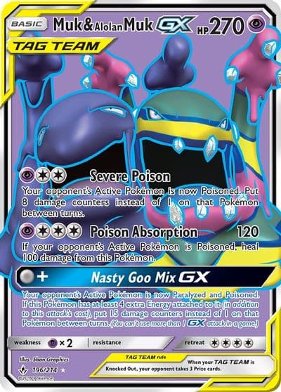 Muk & Alolan Muk GX (196) (Full Art) SM - Unbroken Bonds Pokemon card