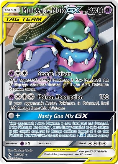 Muk & Alolan Muk GX (197) (Full Art) SM - Unbroken Bonds Pokemon card