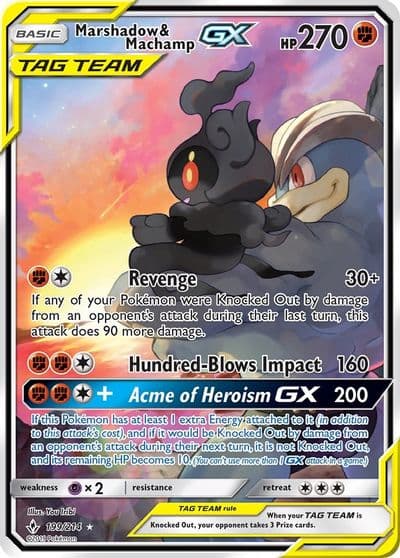 Marshadow & Machamp GX (199) (Full Art) SM - Unbroken Bonds Pokemon card