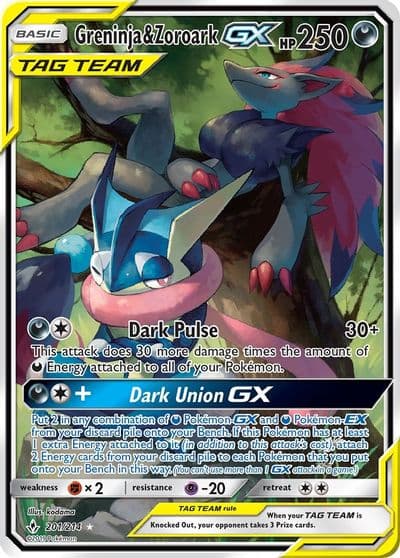 Greninja & Zoroark GX (201) (Alternate Full Art) SM - Unbroken Bonds Pokemon card