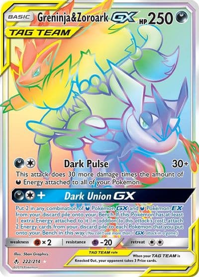 Greninja & Zoroark GX (Secret) SM - Unbroken Bonds Pokemon card