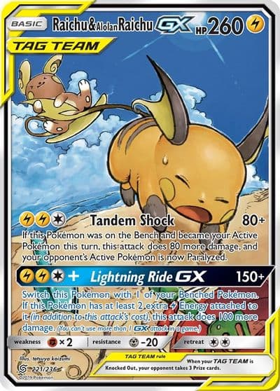 Raichu & Alolan Raichu GX (Alternate Full Art) SM - Unified Minds Pokemon card