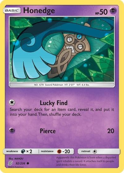 Honedge (92) SM - Unified Minds Pokemon card