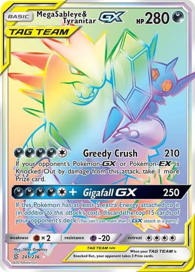 Mega Sableye & Tyranitar GX (Secret) SM - Unified Minds Pokemon card