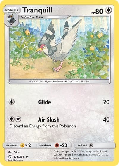 Tranquill SM - Unified Minds Pokemon card