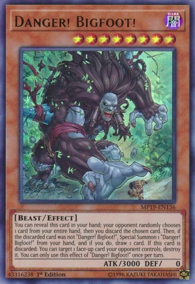 Danger Bigfoot 2019 Gold Sarcophagus Tin Mega Pack Yu-Gi-Oh! card
