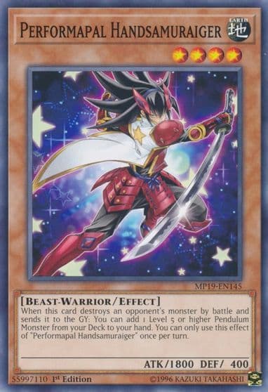 Performapal Handsamuraiger 2019 Gold Sarcophagus Tin Mega Pack Yu-Gi-Oh! card