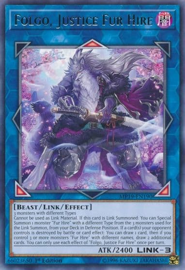Folgo Justice Fur Hire 2019 Gold Sarcophagus Tin Mega Pack Yu-Gi-Oh! card