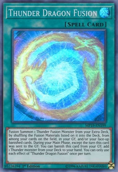 Thunder Dragon Fusion 2019 Gold Sarcophagus Tin Mega Pack Yu-Gi-Oh! card