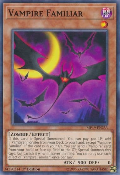 Vampire Familiar 2019 Gold Sarcophagus Tin Mega Pack Yu-Gi-Oh! card