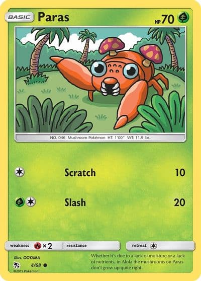 Paras Hidden Fates Pokemon card