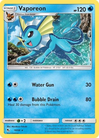 Vaporeon Hidden Fates Pokemon card