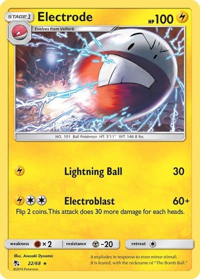Electrode Hidden Fates Pokemon card