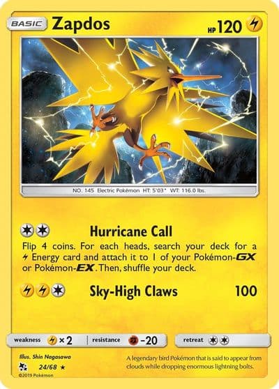 Zapdos Hidden Fates Pokemon card