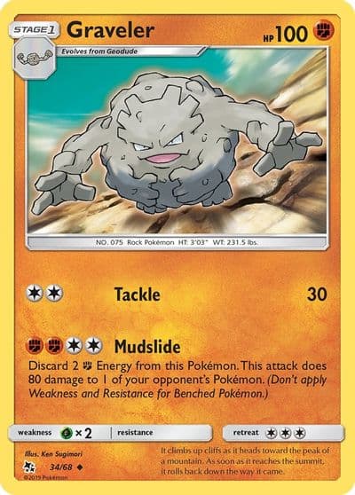 Graveler Hidden Fates Pokemon card