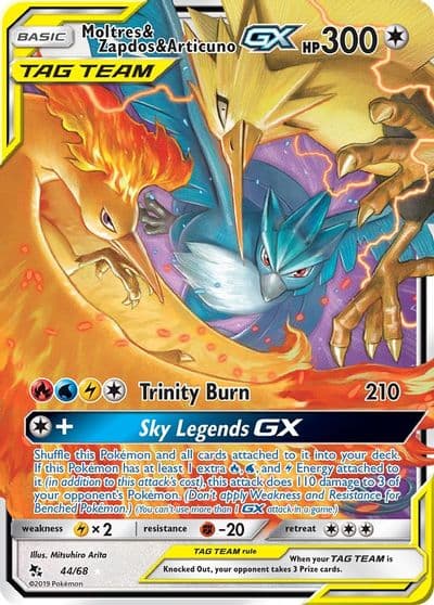 Moltres & Zapdos & Articuno GX Hidden Fates Pokemon card