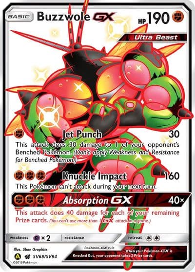 Buzzwole GX Hidden Fates: Shiny Vault Pokemon card
