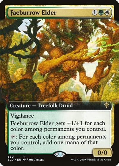 Faeburrow Elder Extended Art Throne of Eldraine Magic card