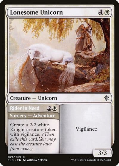Lonesome Unicorn Throne of Eldraine Magic card