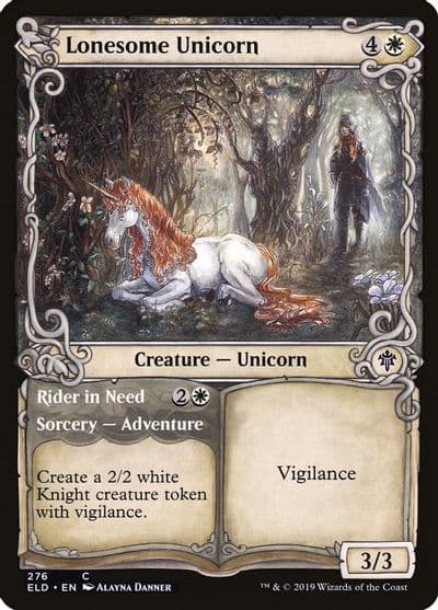 Lonesome Unicorn Showcase Throne of Eldraine Magic card