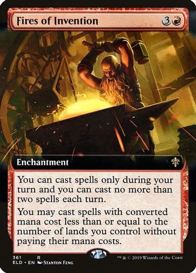 Fires of Invention Extended Art Throne of Eldraine Magic card