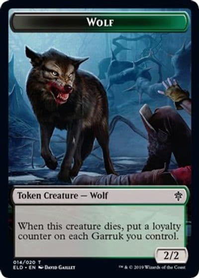 Wolf Food 018 Double Sided Token Throne of Eldraine Magic card