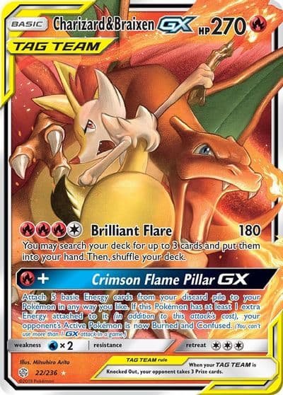 Charizard & Braixen GX SM - Cosmic Eclipse Pokemon card