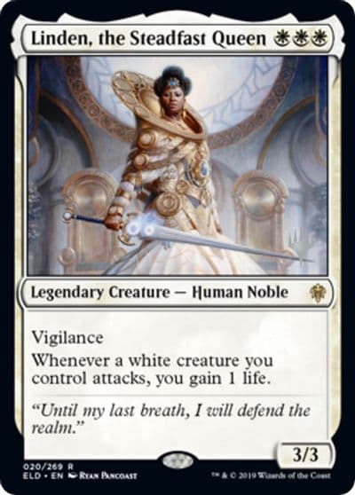 Linden the Steadfast Queen Promo Pack: Throne of Eldraine Magic card