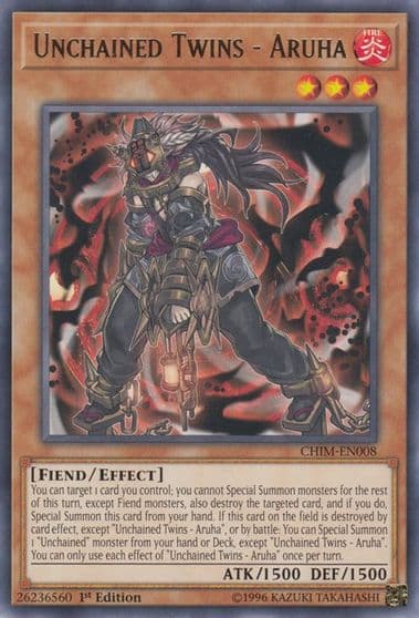 Unchained Twins Aruha Chaos Impact Yu-Gi-Oh! card