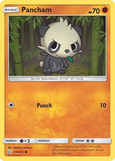 Pancham SM - Cosmic Eclipse Pokemon card