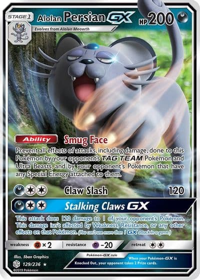 Alolan Persian GX SM - Cosmic Eclipse Pokemon card