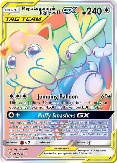 Mega Lopunny & Jigglypuff GX (Secret) SM - Cosmic Eclipse Pokemon card