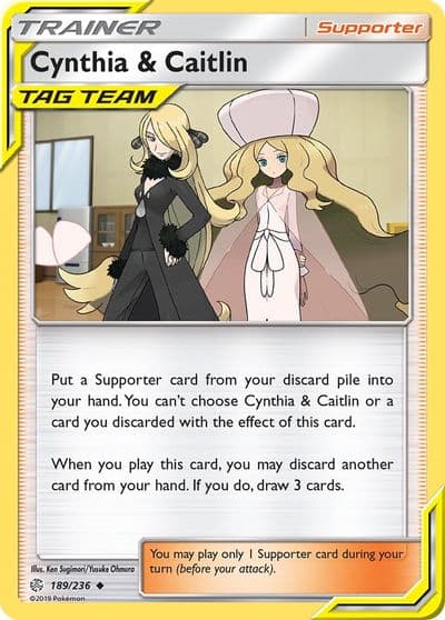 Cynthia & Caitlin SM - Cosmic Eclipse Pokemon card